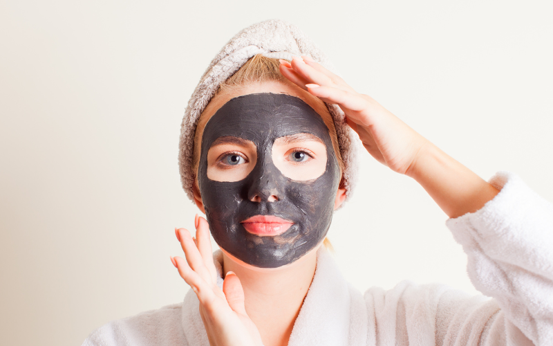 woman with face mask applied