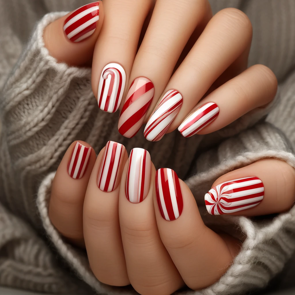 Candy Cane Stripes nails