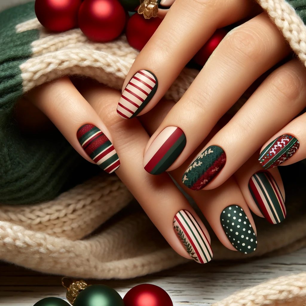 Classic Red and Green nails