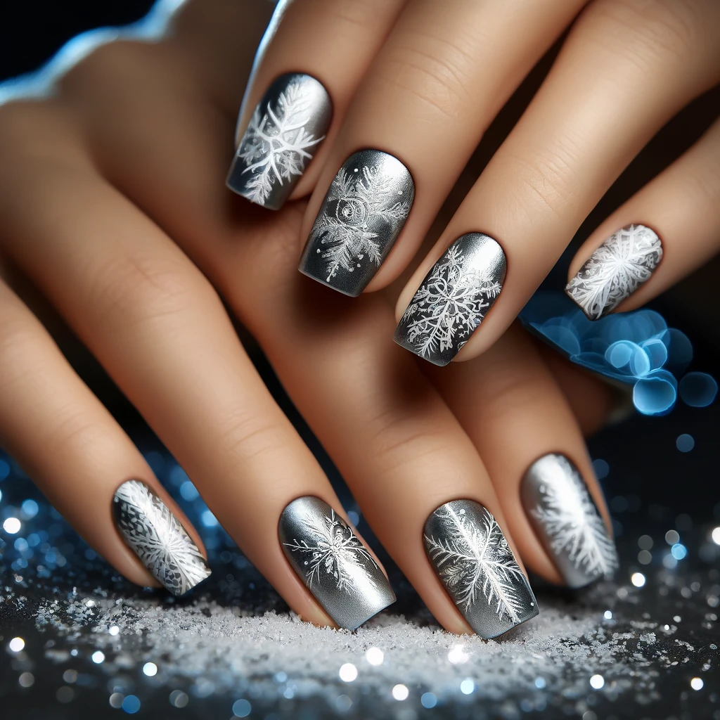 Snowflake Elegance nails