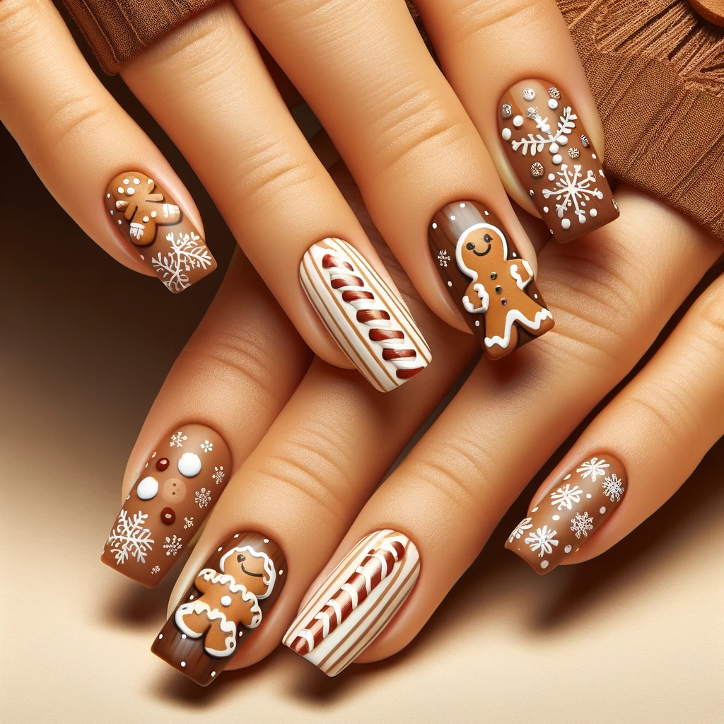 Gingerbread Delight nails