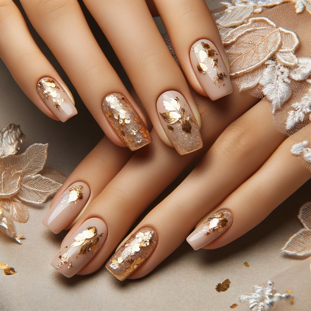 Gilded Gold Flakes nails