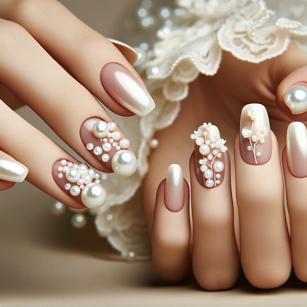 Pearl Accents nails