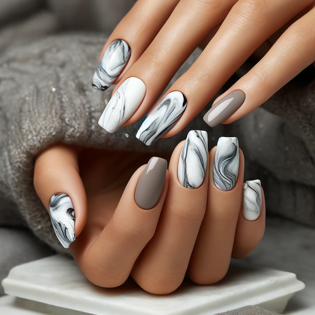 Marble Elegance nails