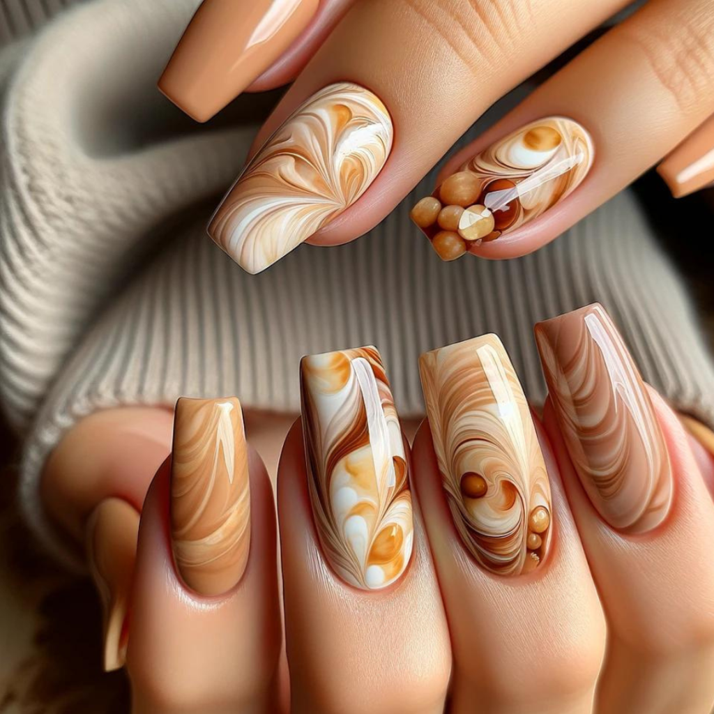 Caramel Swirl nails