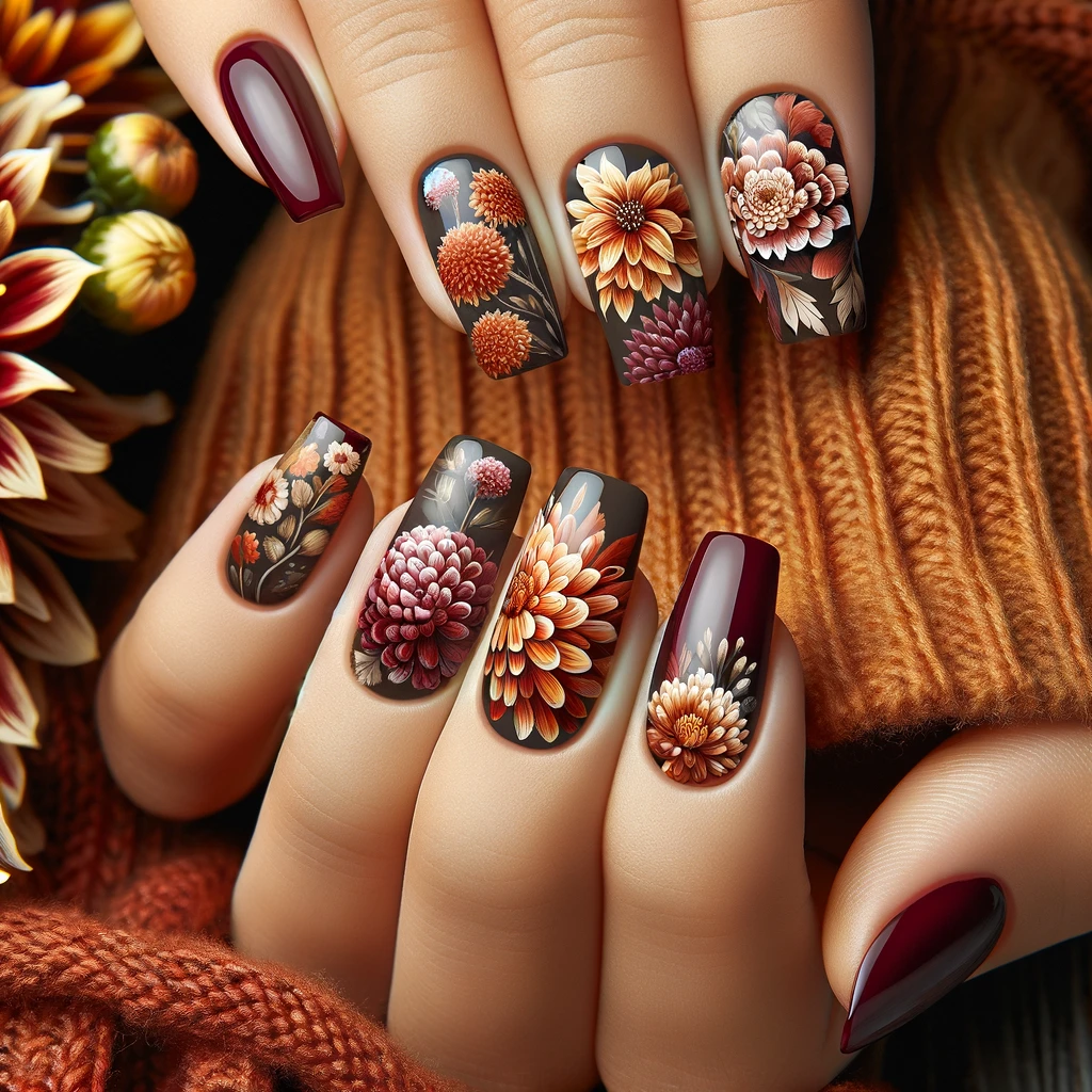 Fall Floral nails