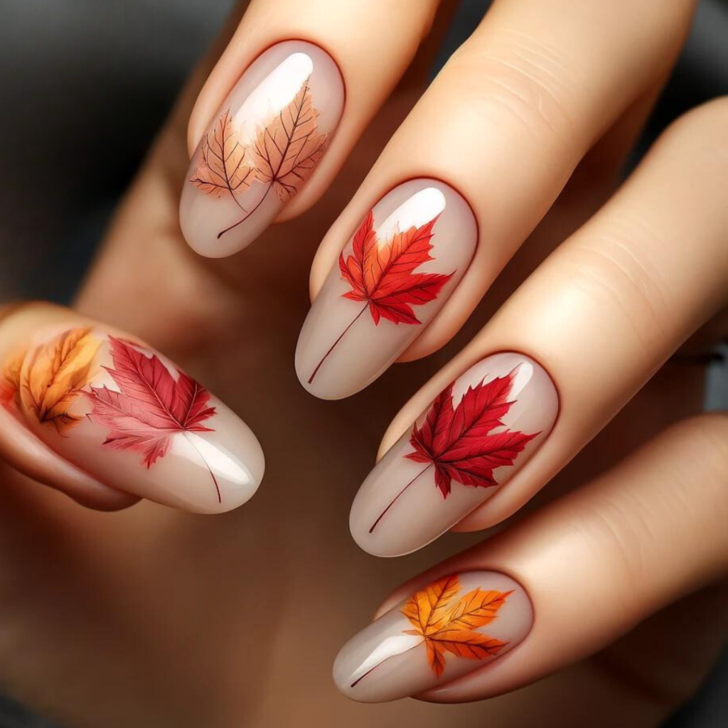 Maple Leaf Motif nails