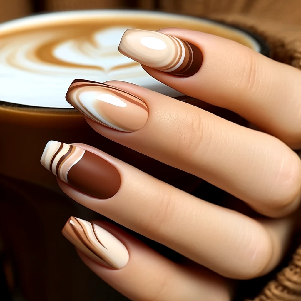 Latte Layers nails