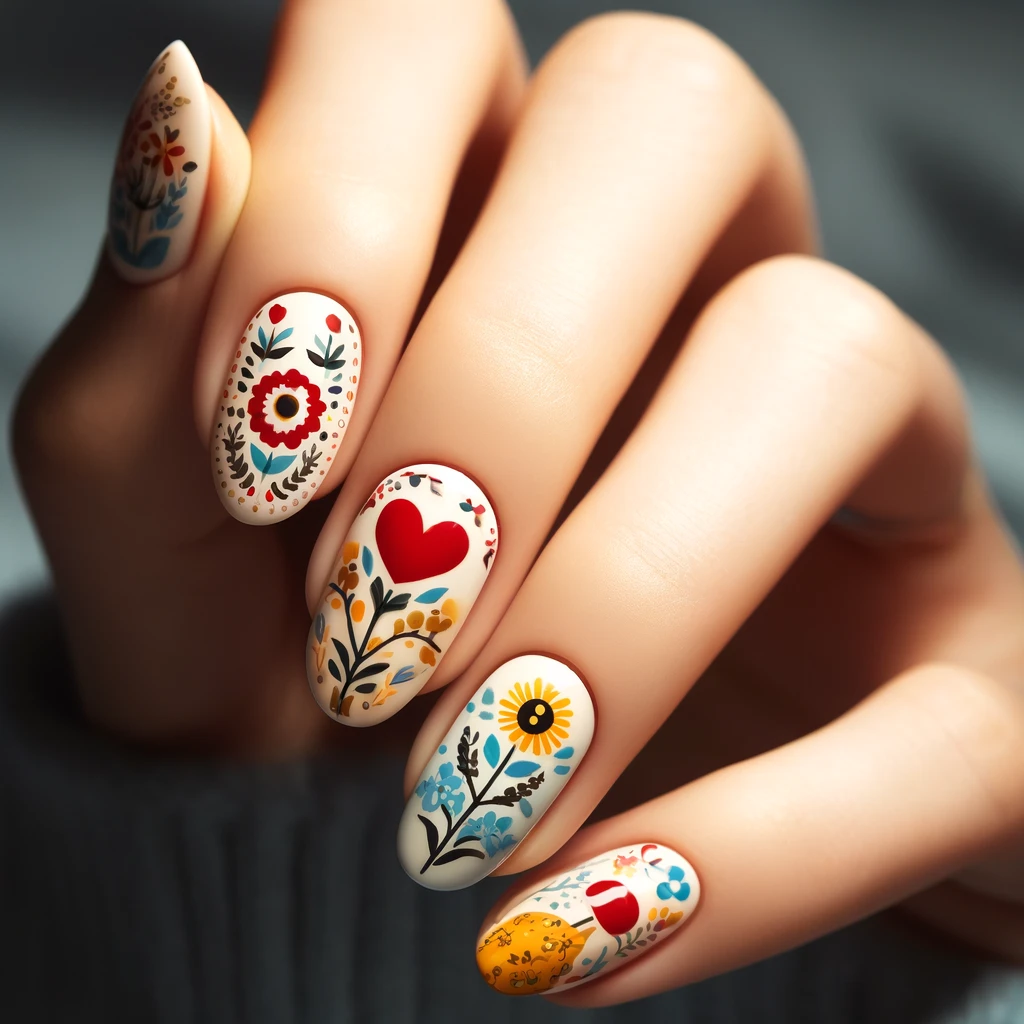 Scandinavian Folk Art nails