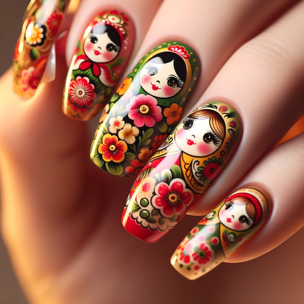 Russian Matryoshka Dolls nails