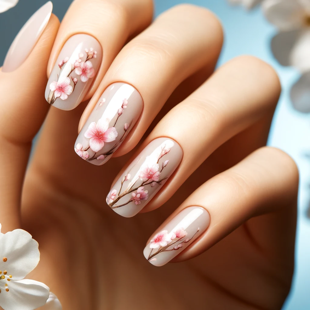 Japanese Cherry Blossoms nails