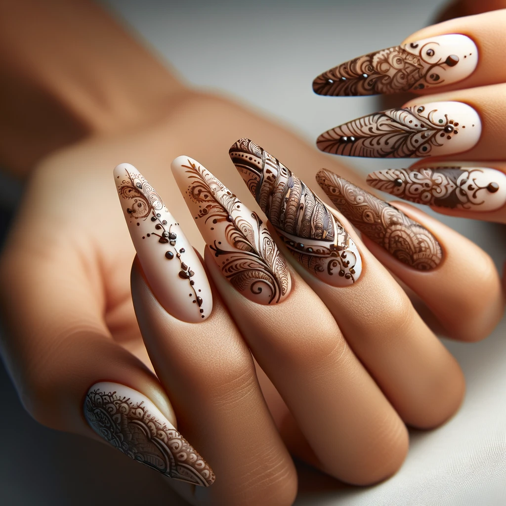 Indian Mehndi Designs nails