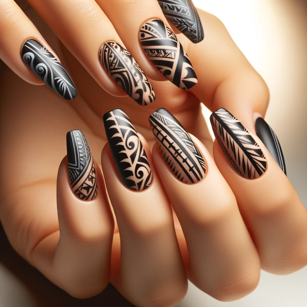 Polynesian Tribal Tattoos nails