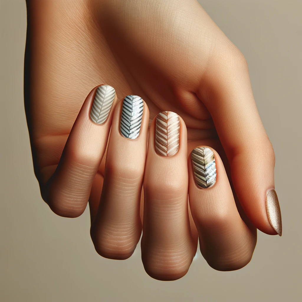 Herringbone Highlights nails