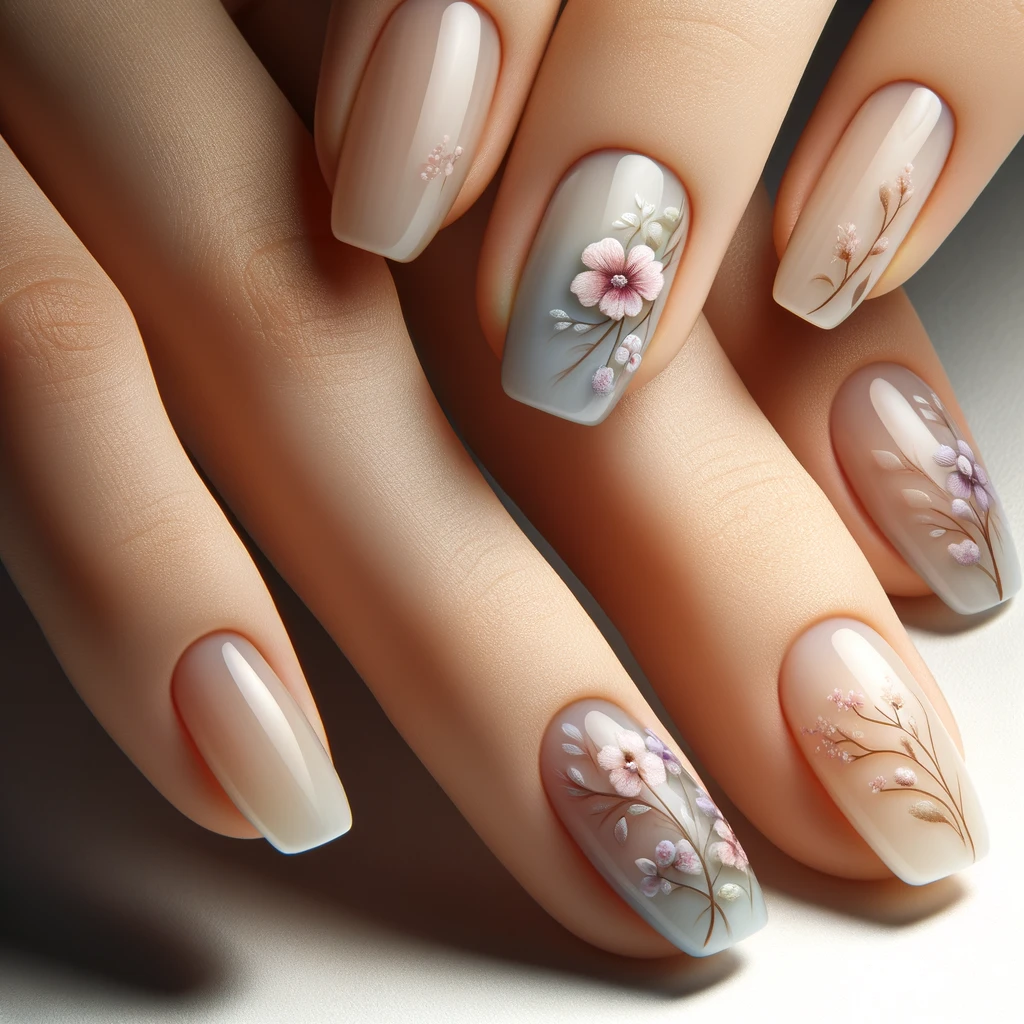 Soft Floral Accents nails