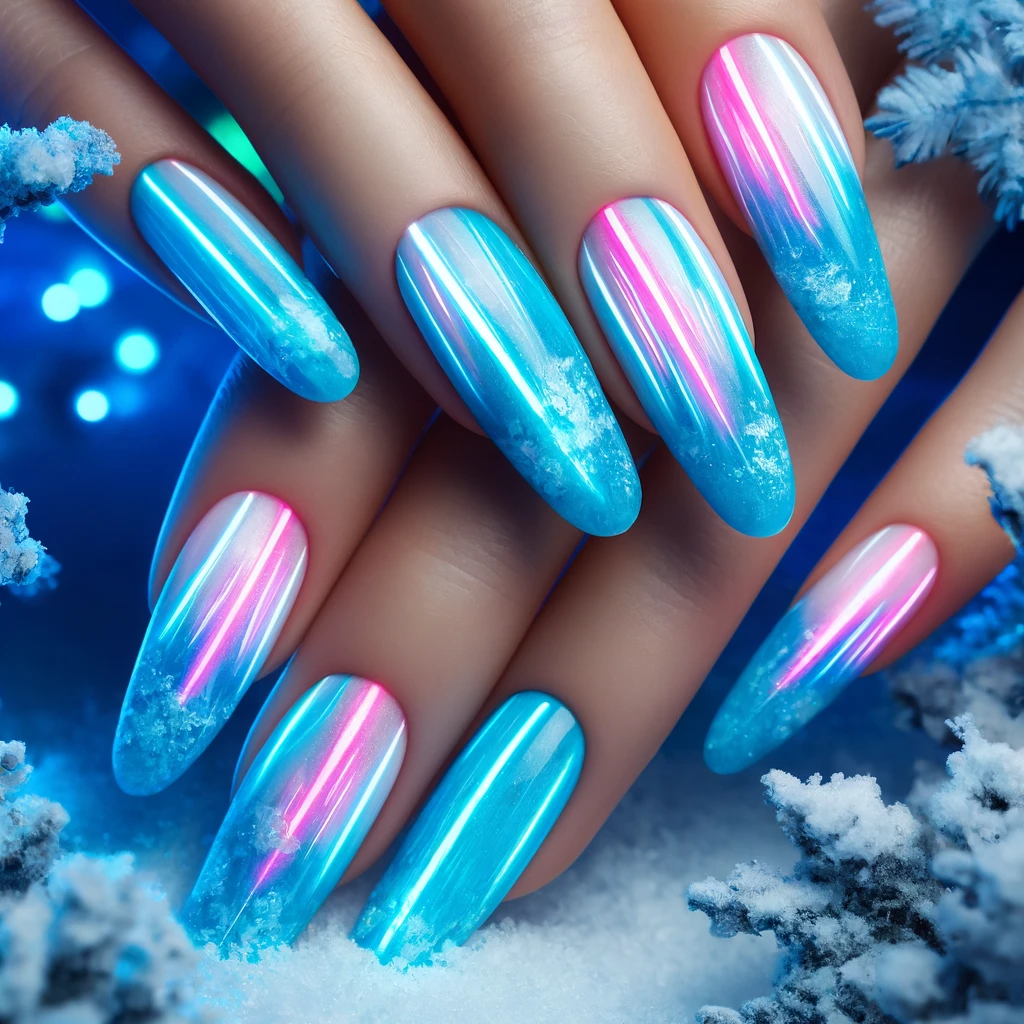 Winter Wonderland Neon nails