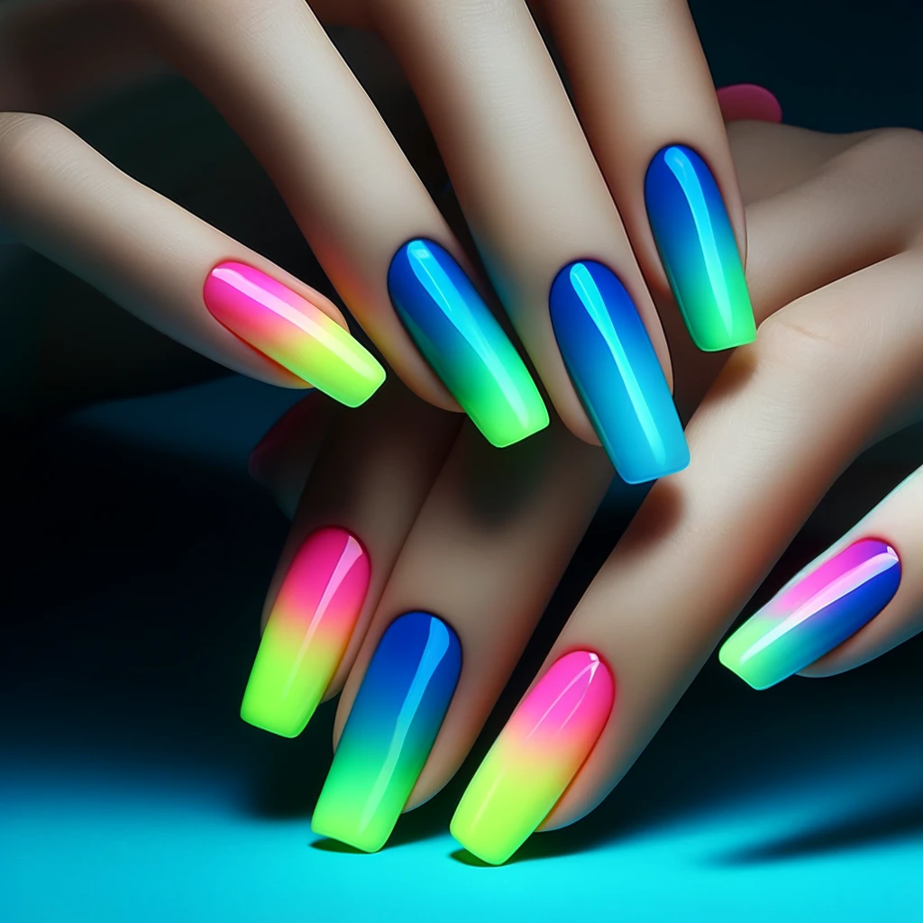 Neon Ombré nails