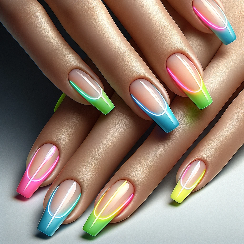 Neon French Tips nails