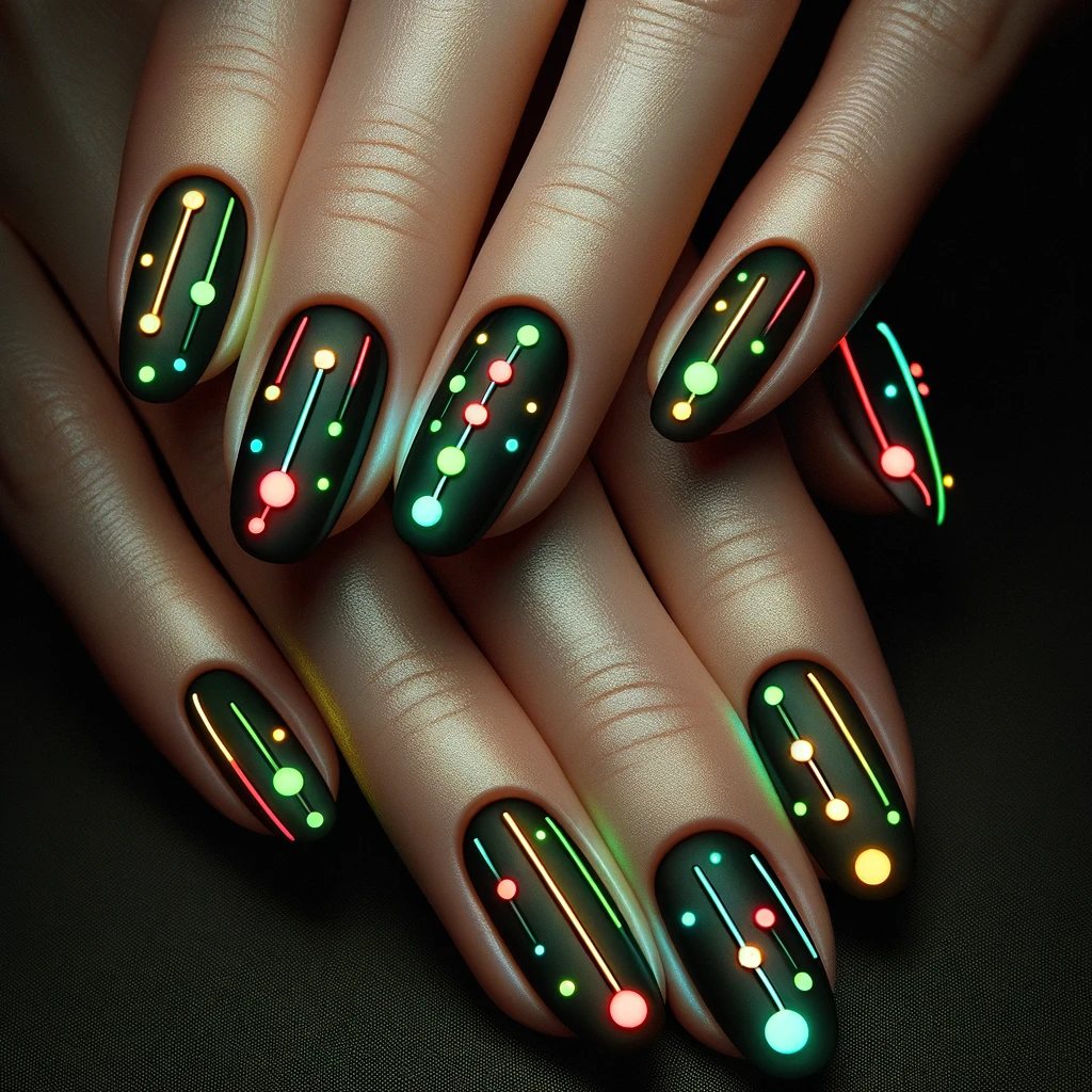 Festive Neon Lights nails