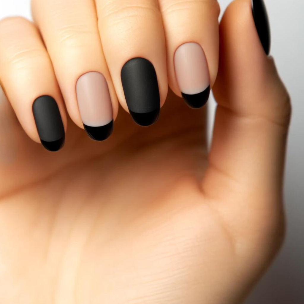 Matte Black Tip nails