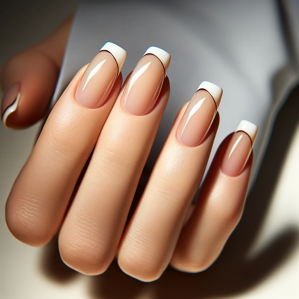 Asymmetrical French Manicure nails