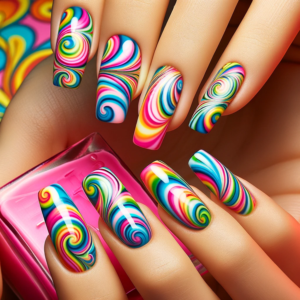 Psychedelic '60s Swirls nails