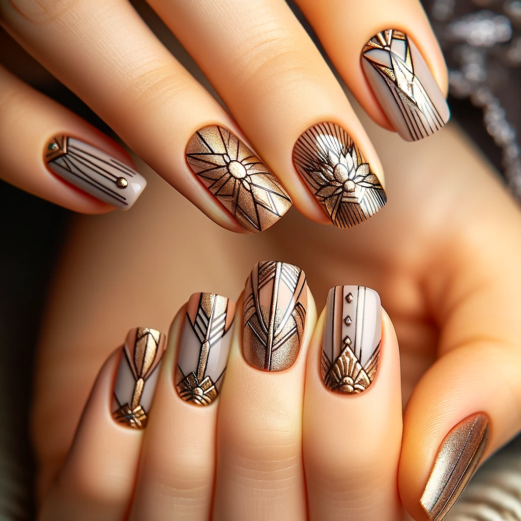 Roaring '20s Glamour nails