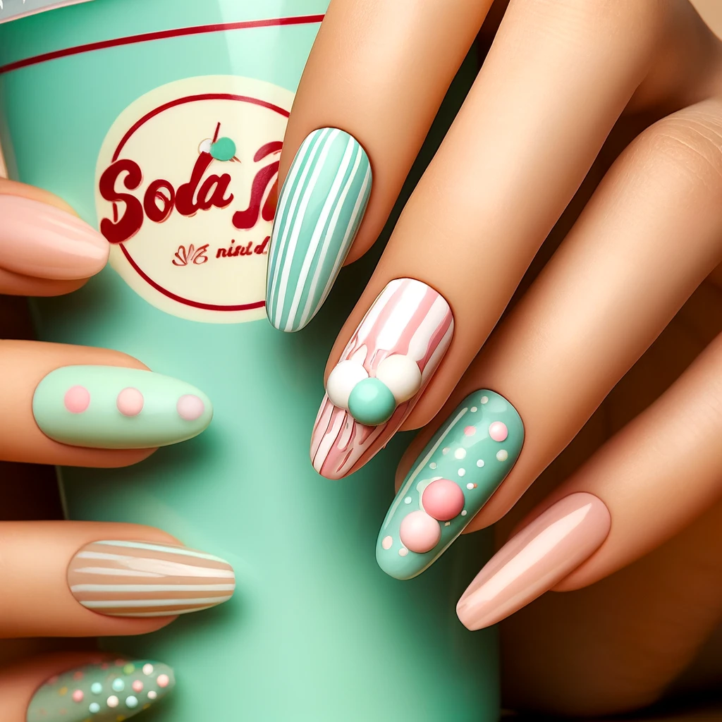 '50s Soda Fountain Pastels nails