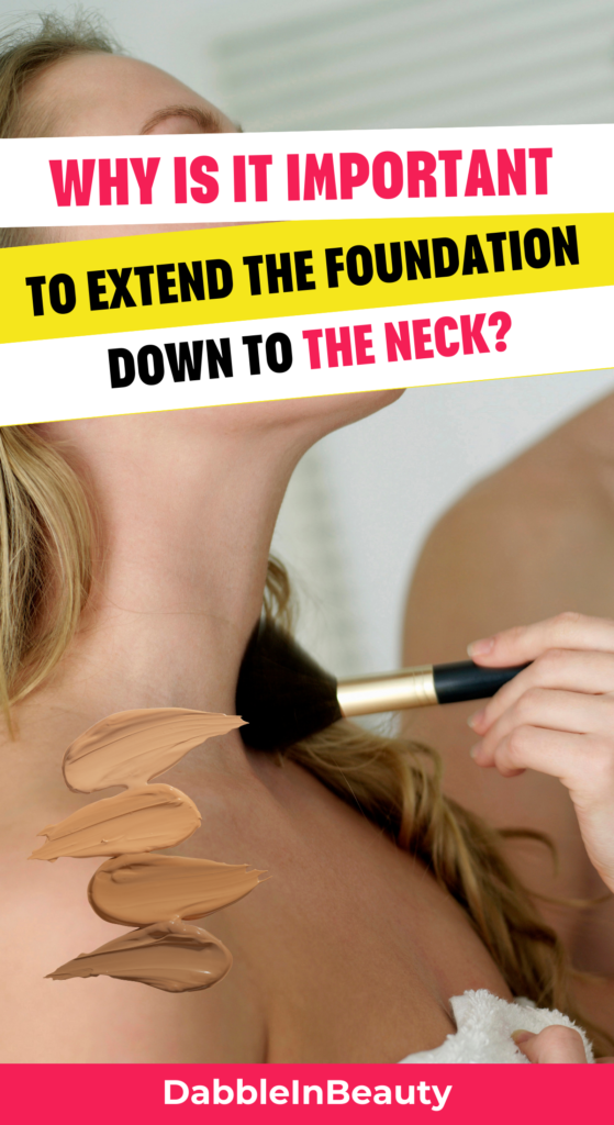 girl applying foundation on neck