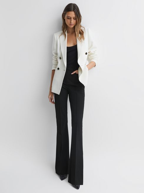 Petite Flared High Rise Trousers in Black