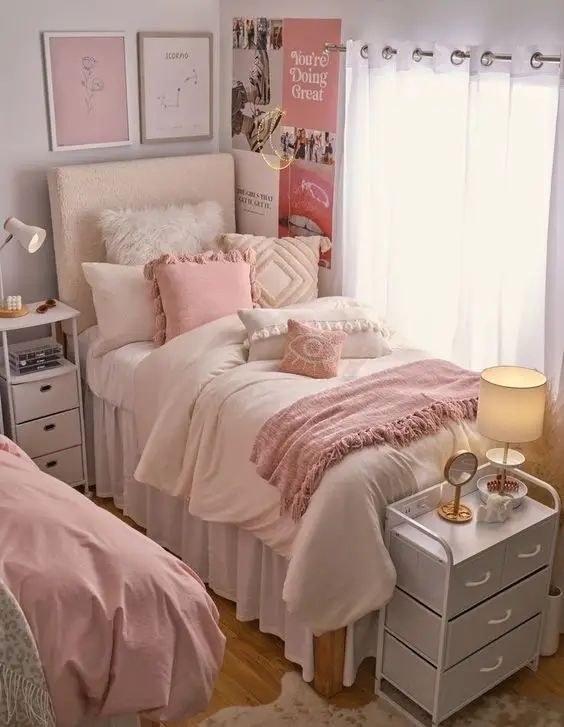 Stylish Pink Dorm Room 