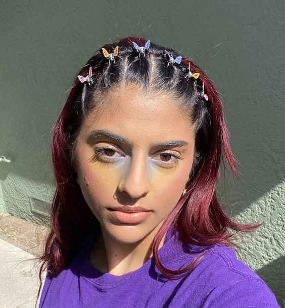  90's butterfly clip hairstyle