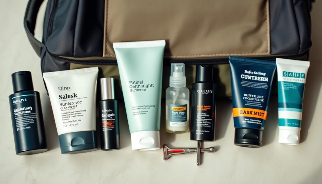 essential men's travel skincare products