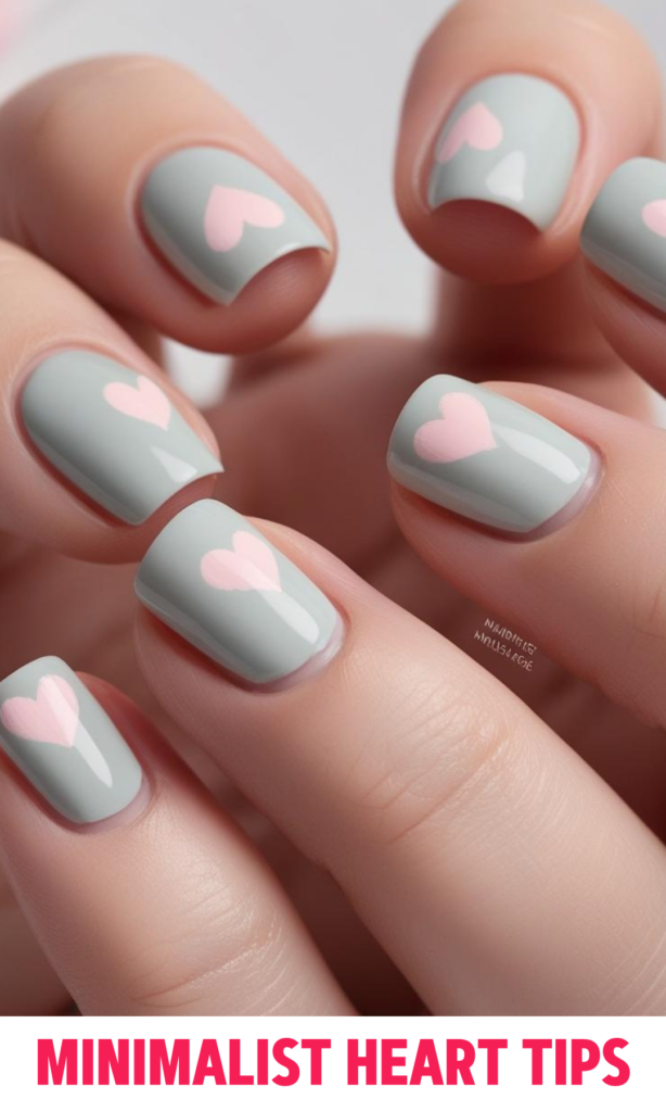 Minimalist Heart Tips Nails