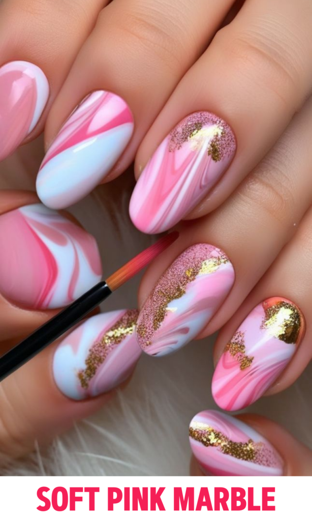 Soft Pink Marble Nails