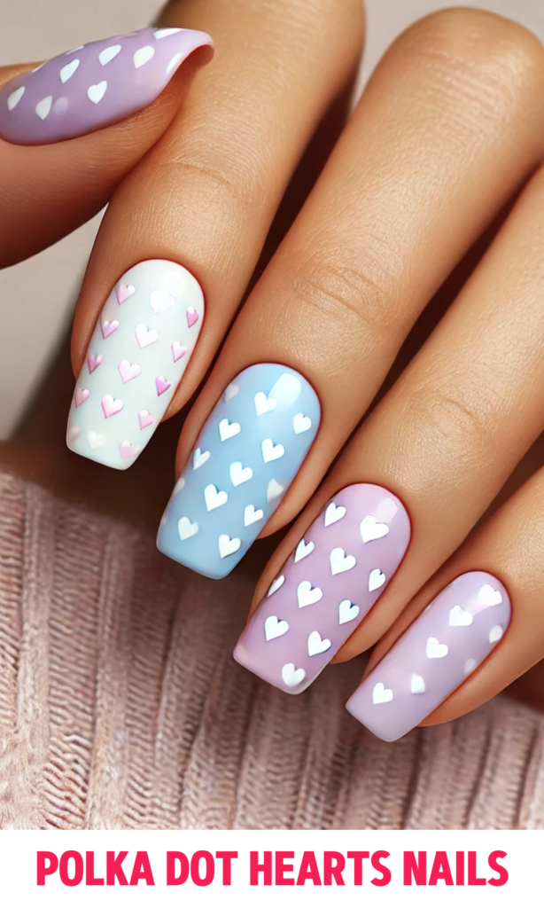 Polka Dot Heart Nails 