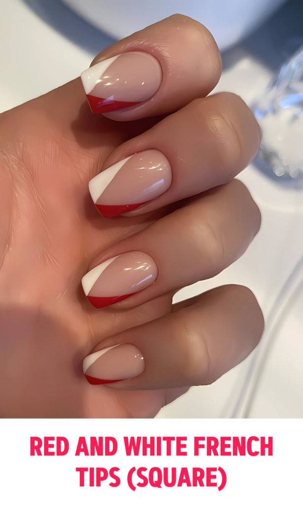 Red and White French Tips (Square)