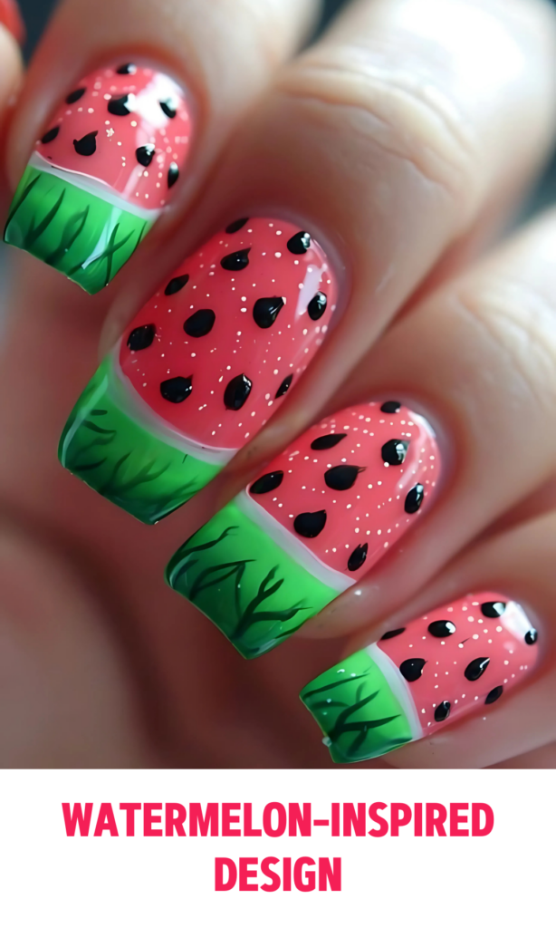 Watermelon-Inspired Design Nails