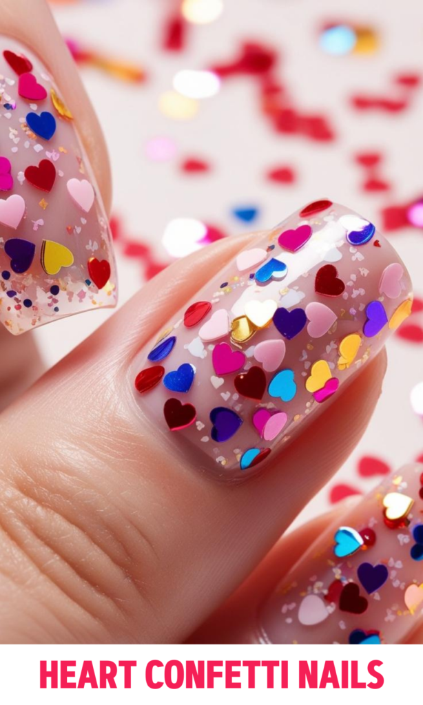 Heart Confetti Nails