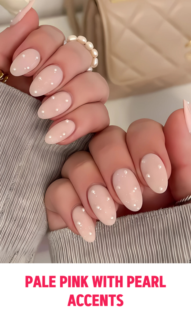 Pale Pink Nails with Pearl Accents