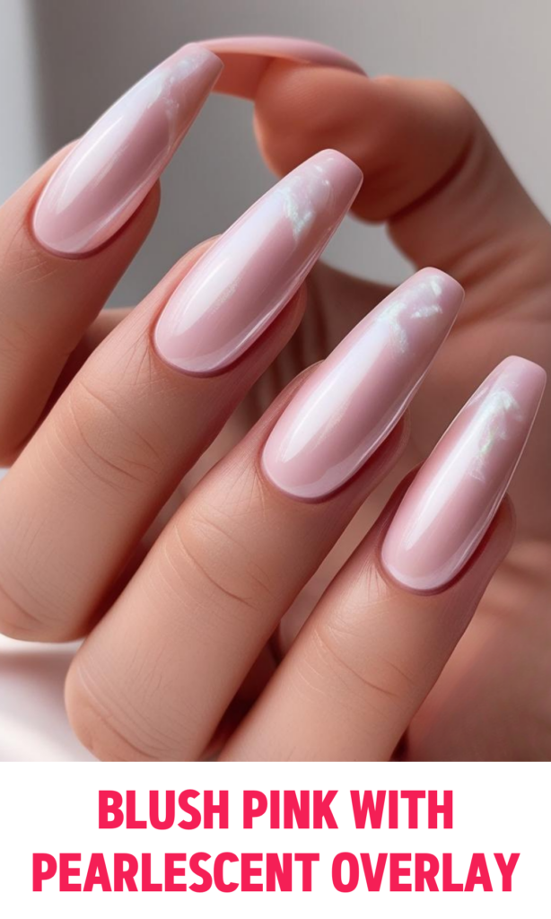 Blush Pink Nails with Pearlescent Overlay